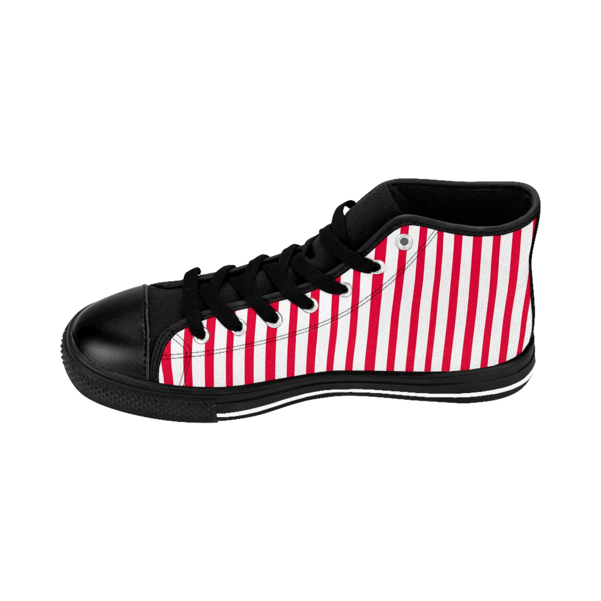 Red White Striped Men's Sneakers, Modern Stripes Men's Designer Tennis Running Shoes (US Size: 6-14)