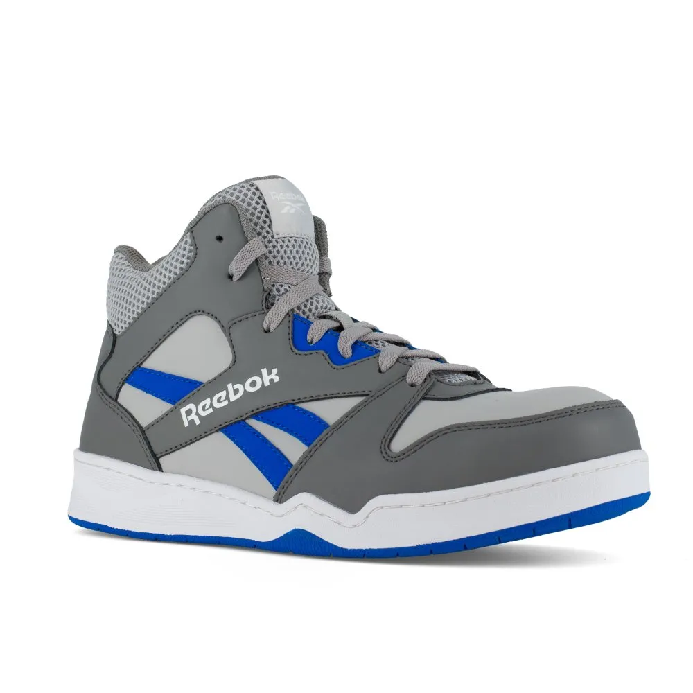 Reebok Men's High Top Bb4500 Work Sneaker Composite Toe Rb4135 In Grey And Cobalt Blue