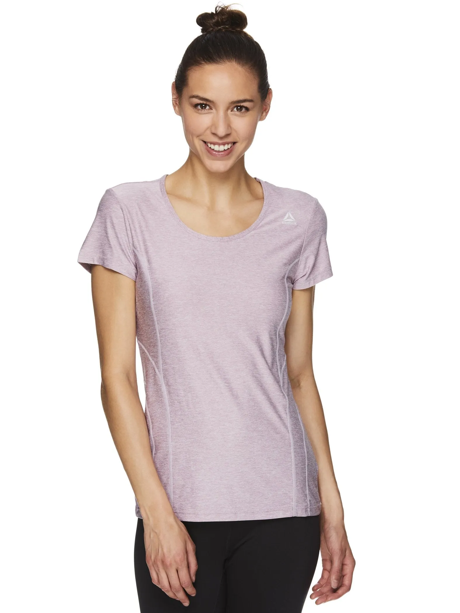 Reebok Women's Fitted Performance Light Weight Reversed Marled Jersey T-Shirt