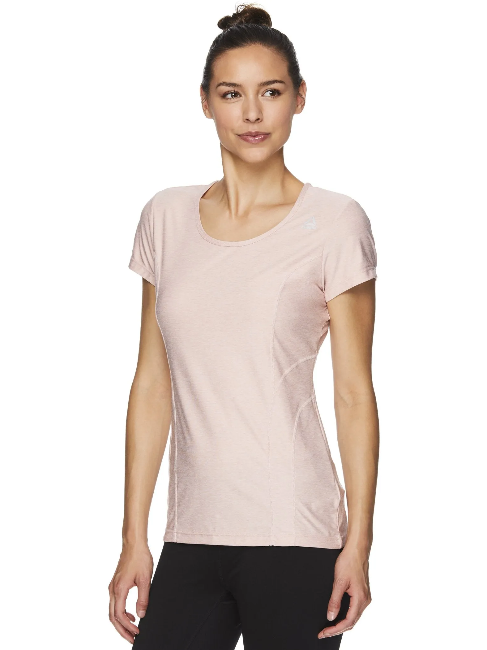 Reebok Women's Fitted Performance Light Weight Reversed Marled Jersey T-Shirt