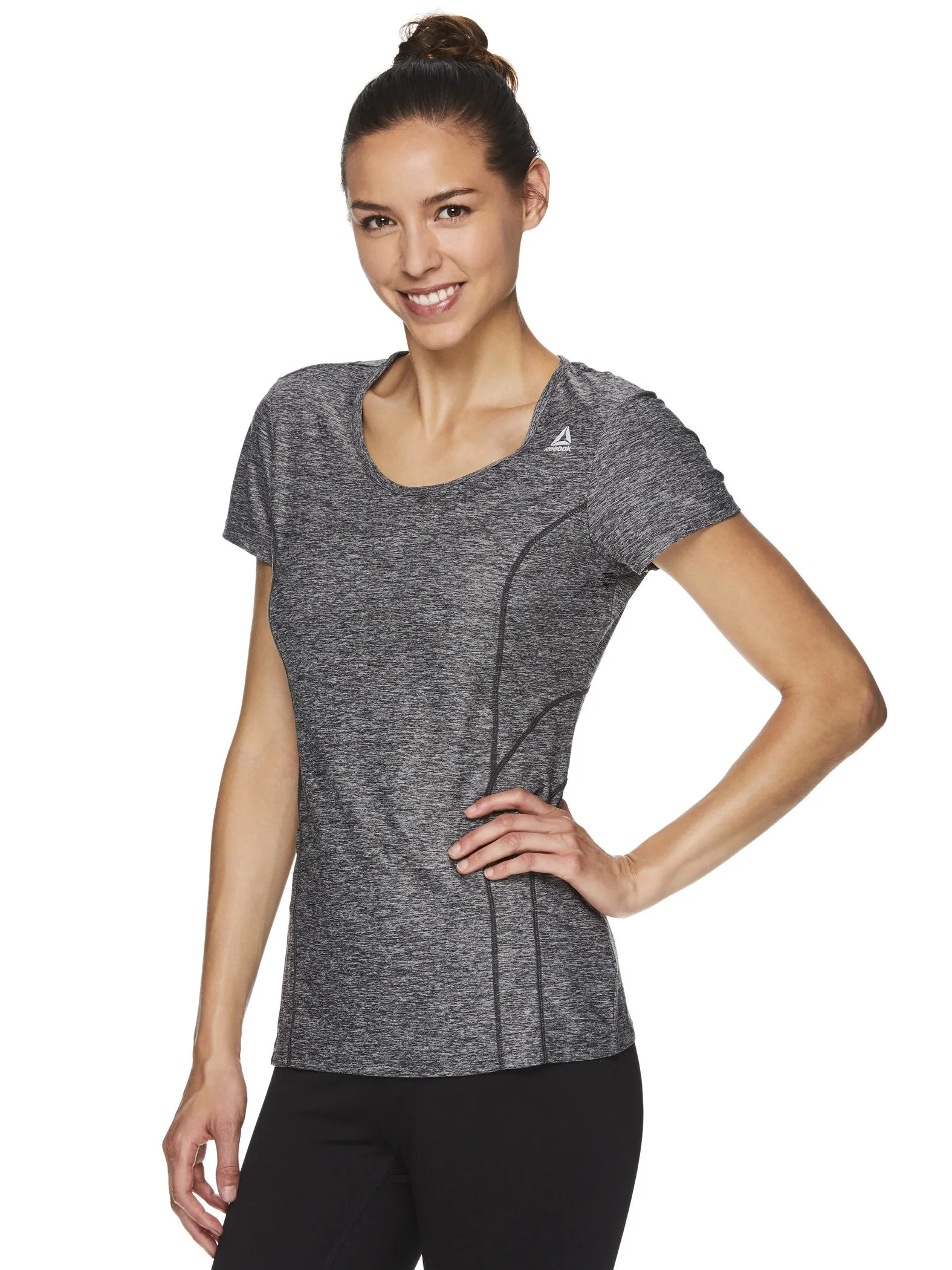 Reebok Women's Fitted Performance Light Weight Reversed Marled Jersey T-Shirt