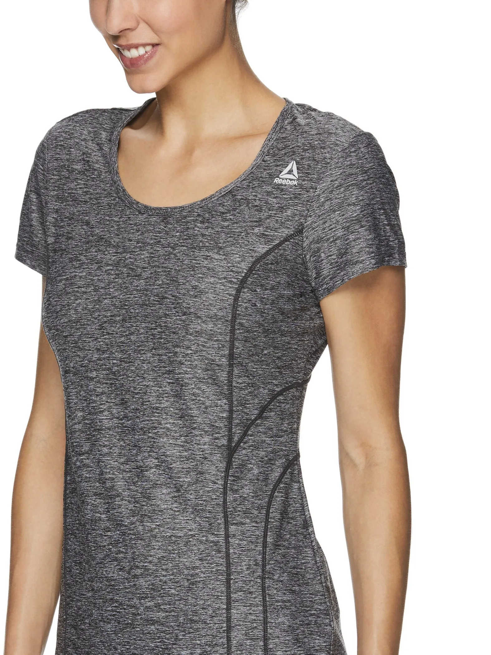 Reebok Women's Fitted Performance Light Weight Reversed Marled Jersey T-Shirt