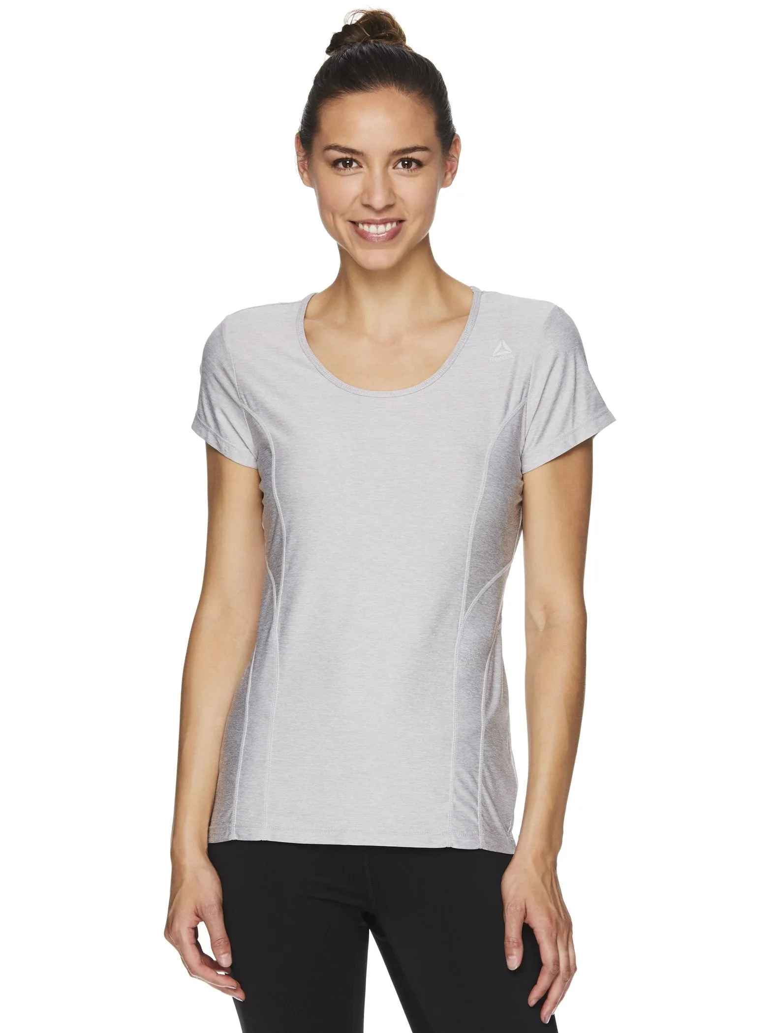 Reebok Women's Fitted Performance Light Weight Reversed Marled Jersey T-Shirt