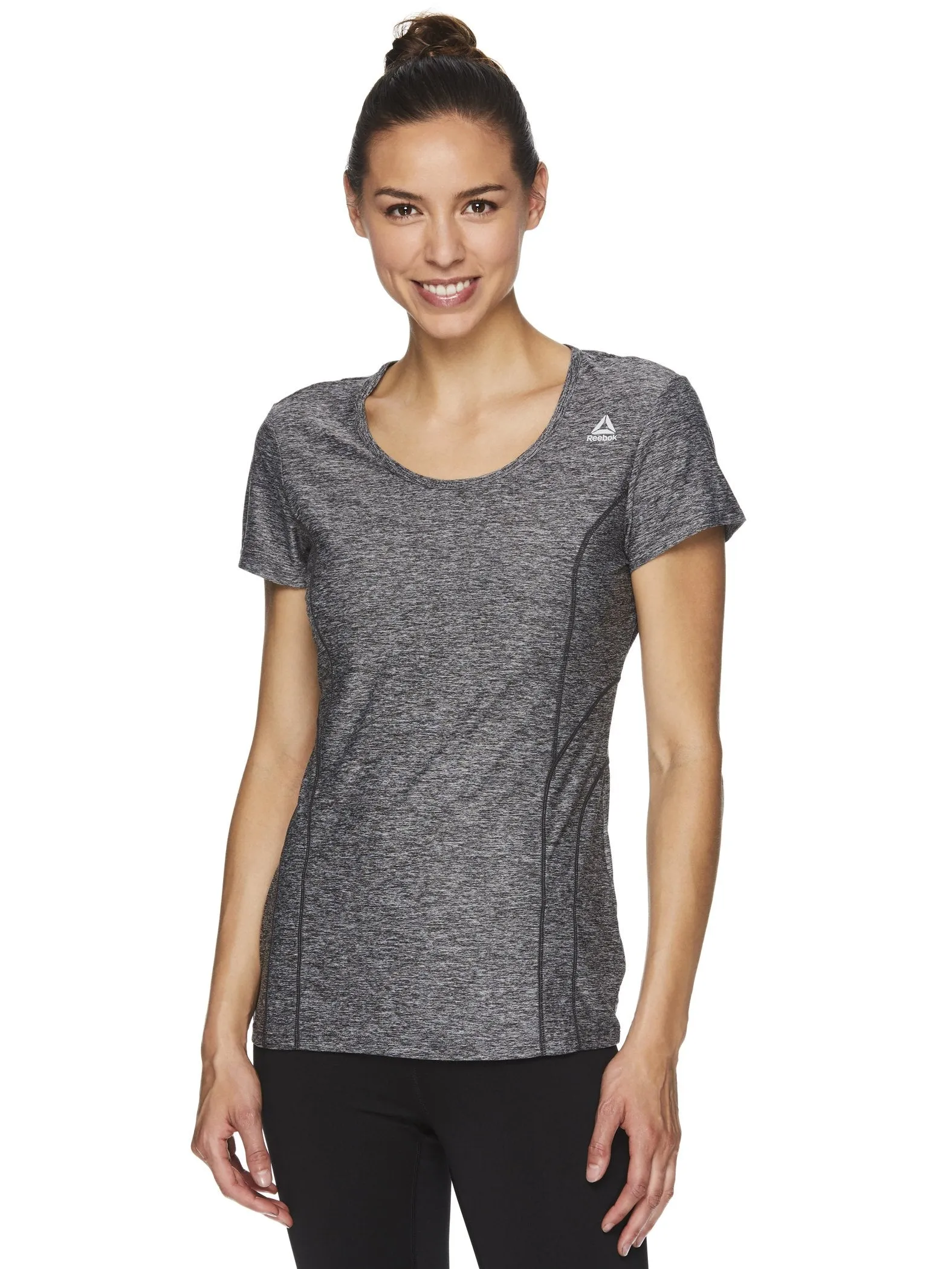 Reebok Women's Fitted Performance Light Weight Reversed Marled Jersey T-Shirt