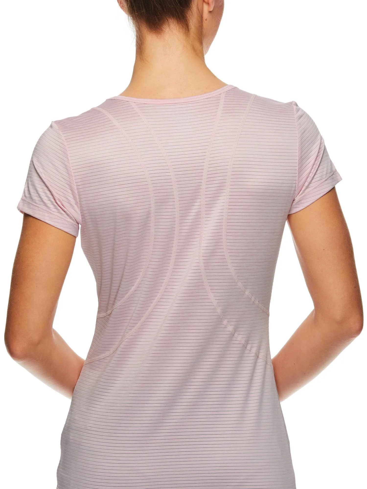 Reebok Women's Fitted Performance Spacedye Mini Burnout Stripe T-Shirt