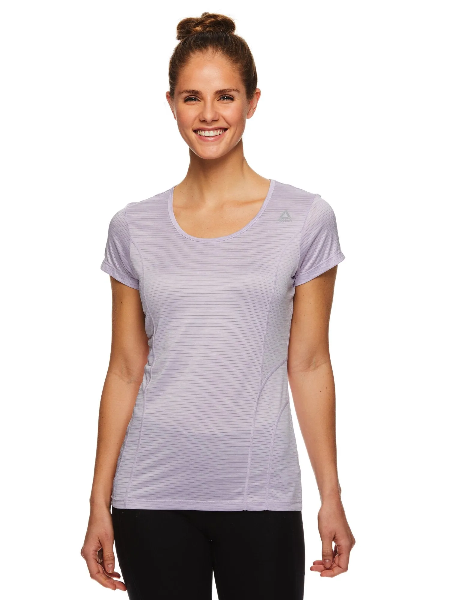 Reebok Women's Fitted Performance Spacedye Mini Burnout Stripe T-Shirt