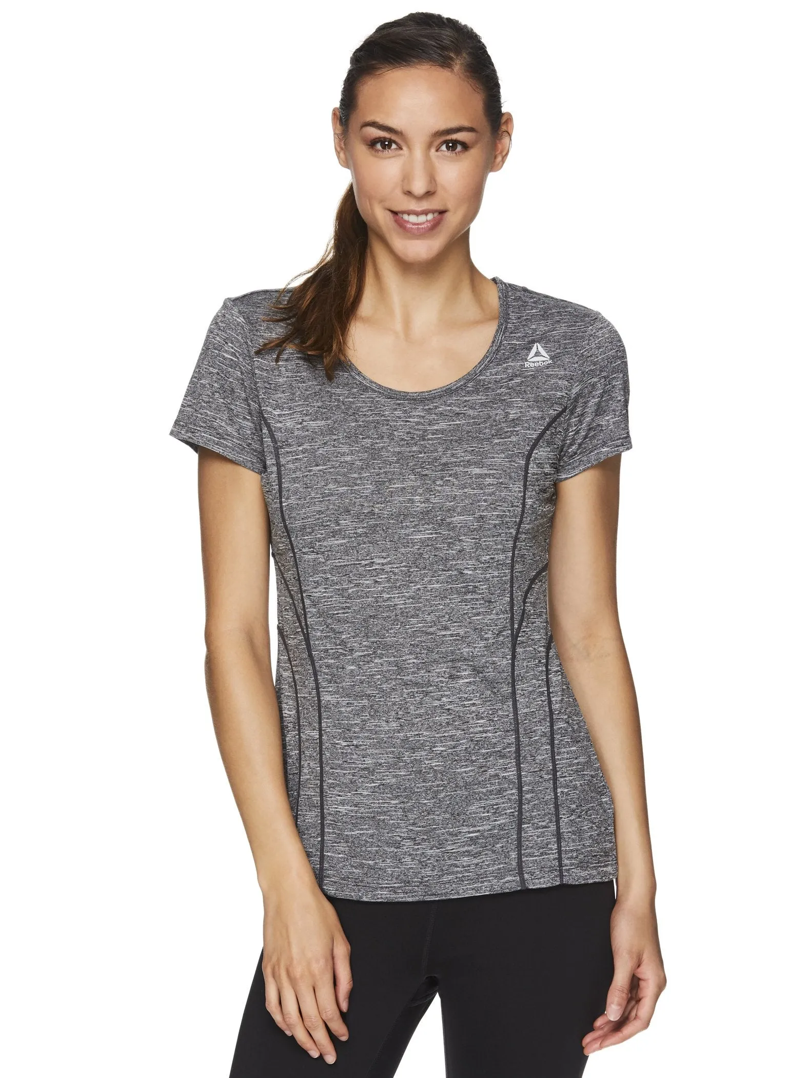 Reebok Women's Fitted Performance Varigated Heather Jersey T-Shirt