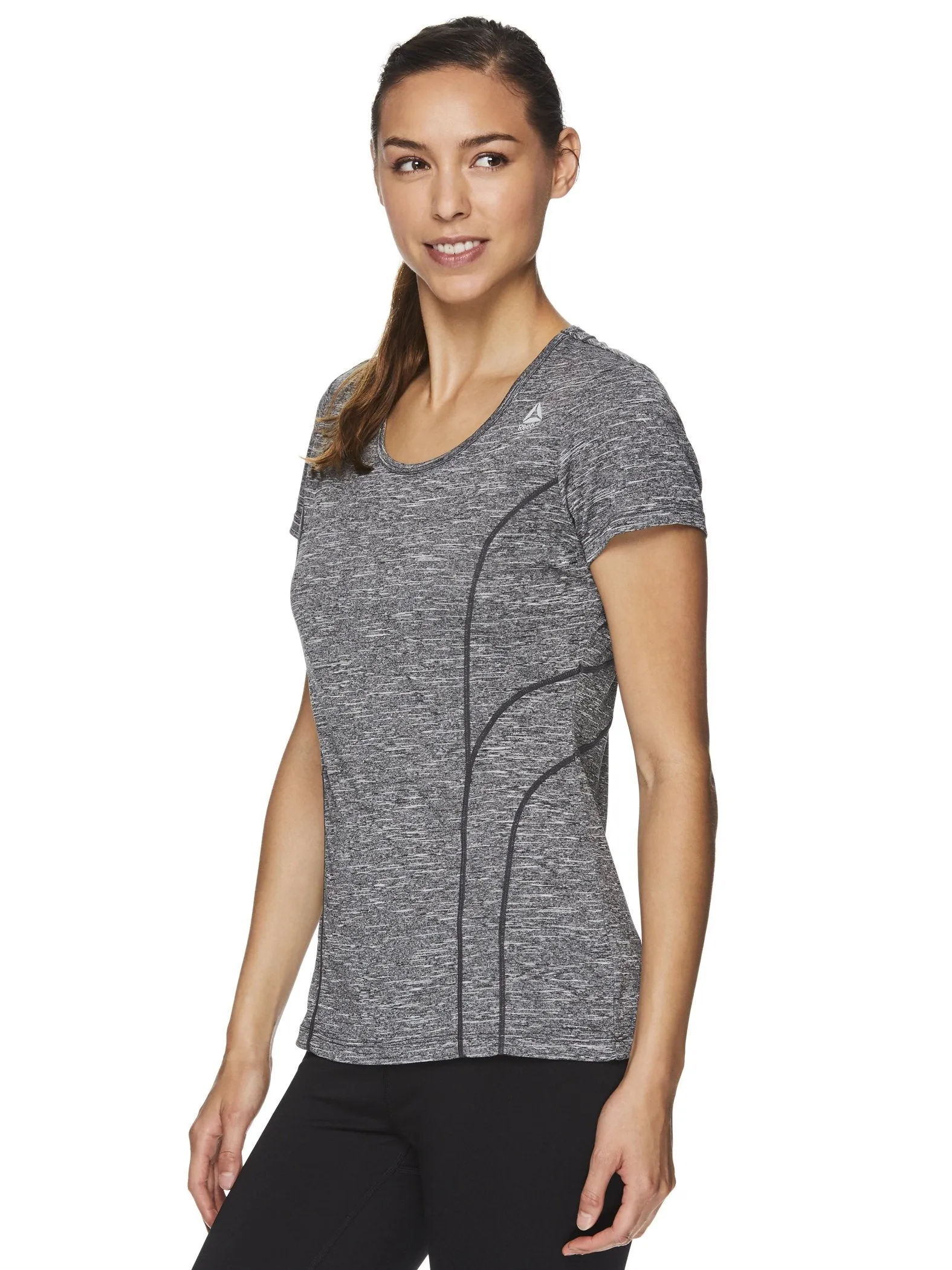 Reebok Women's Fitted Performance Varigated Heather Jersey T-Shirt