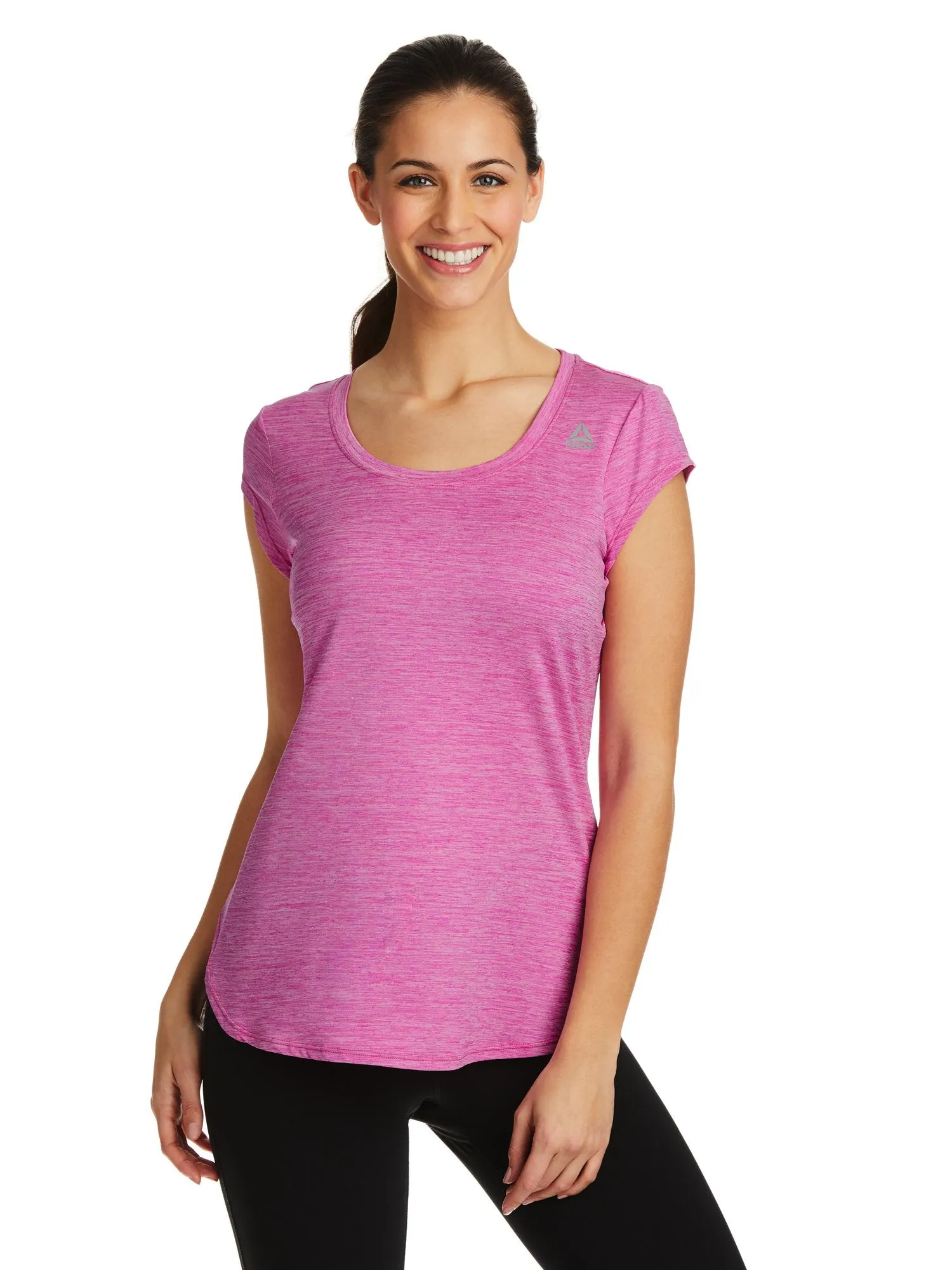 Reebok Women's Perfect Legend Performance Linear Marled Jersey T-Shirt