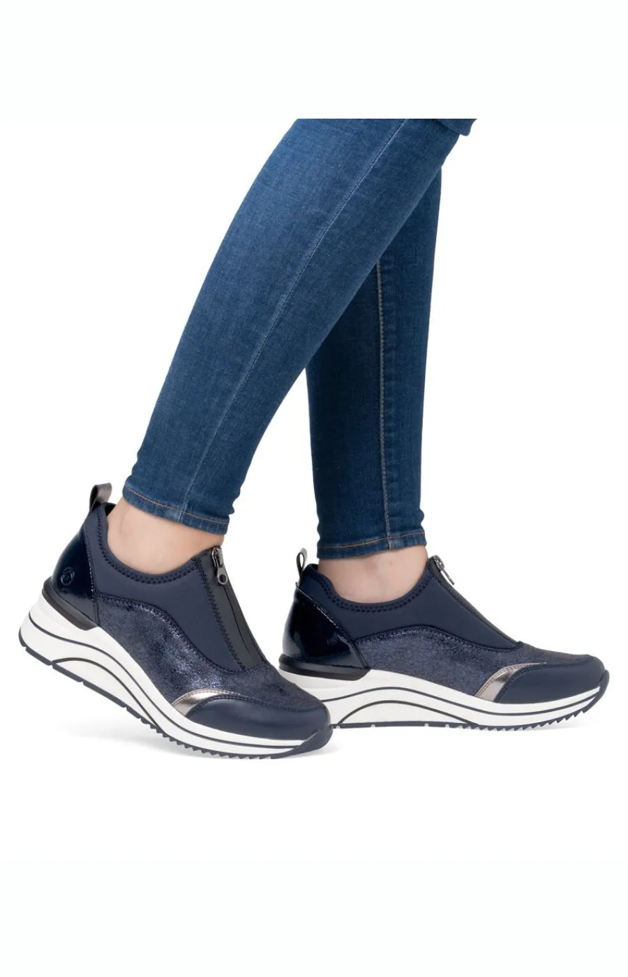 Remonte Zip Trainers in Navy