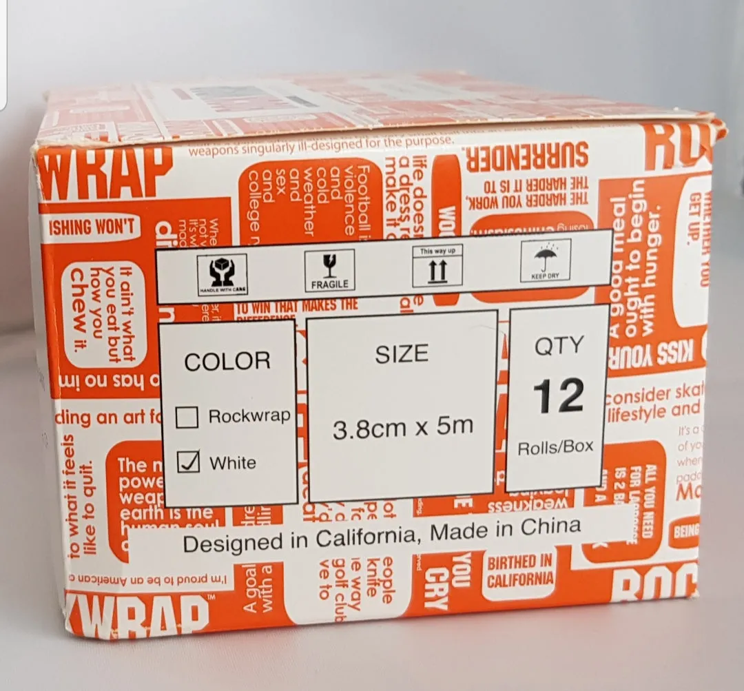 RockTape RockWrap Rigid Tape (12 Pack) White 3.8 cm x 5 mtrs