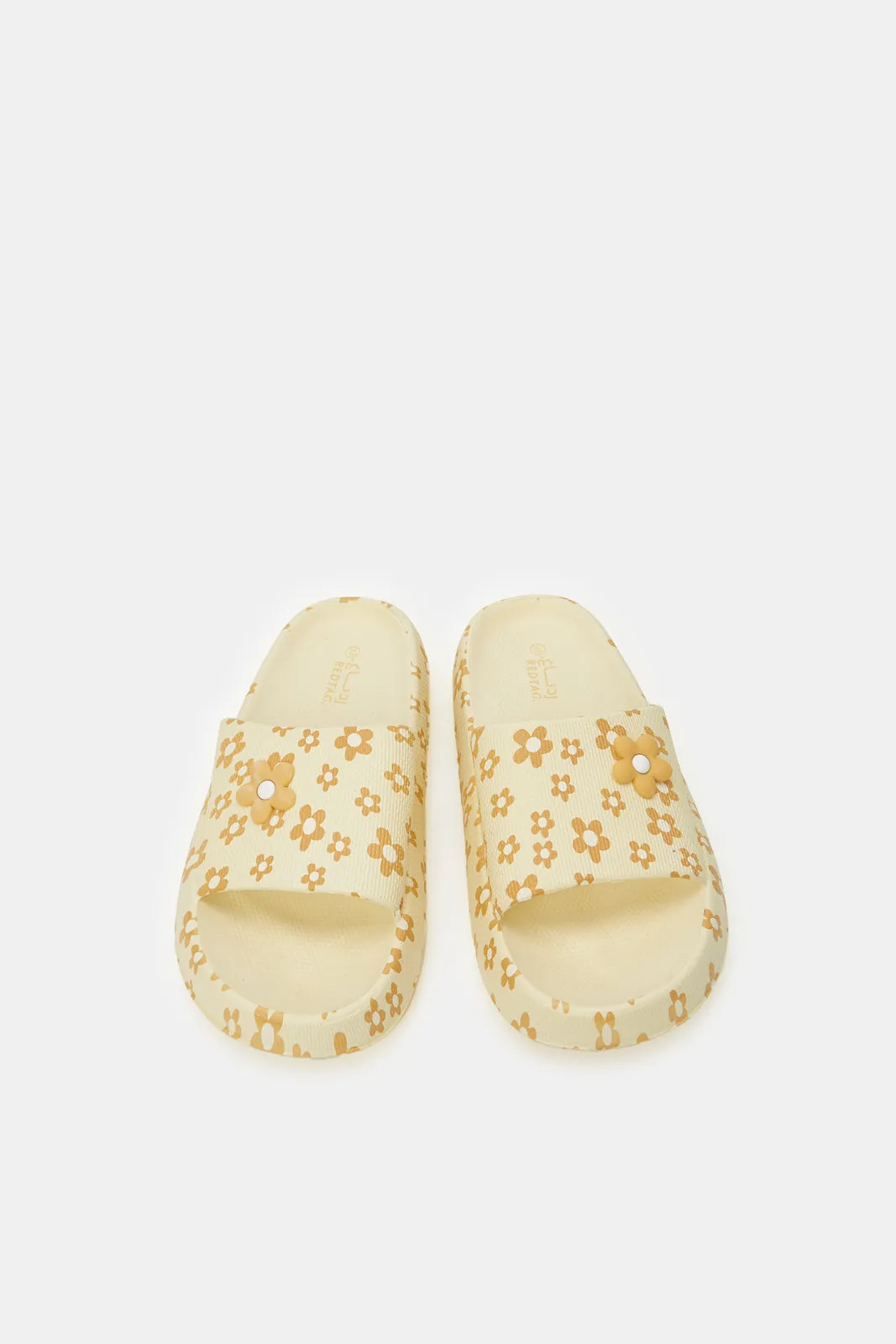 Senior Girls Beige Floral Slide