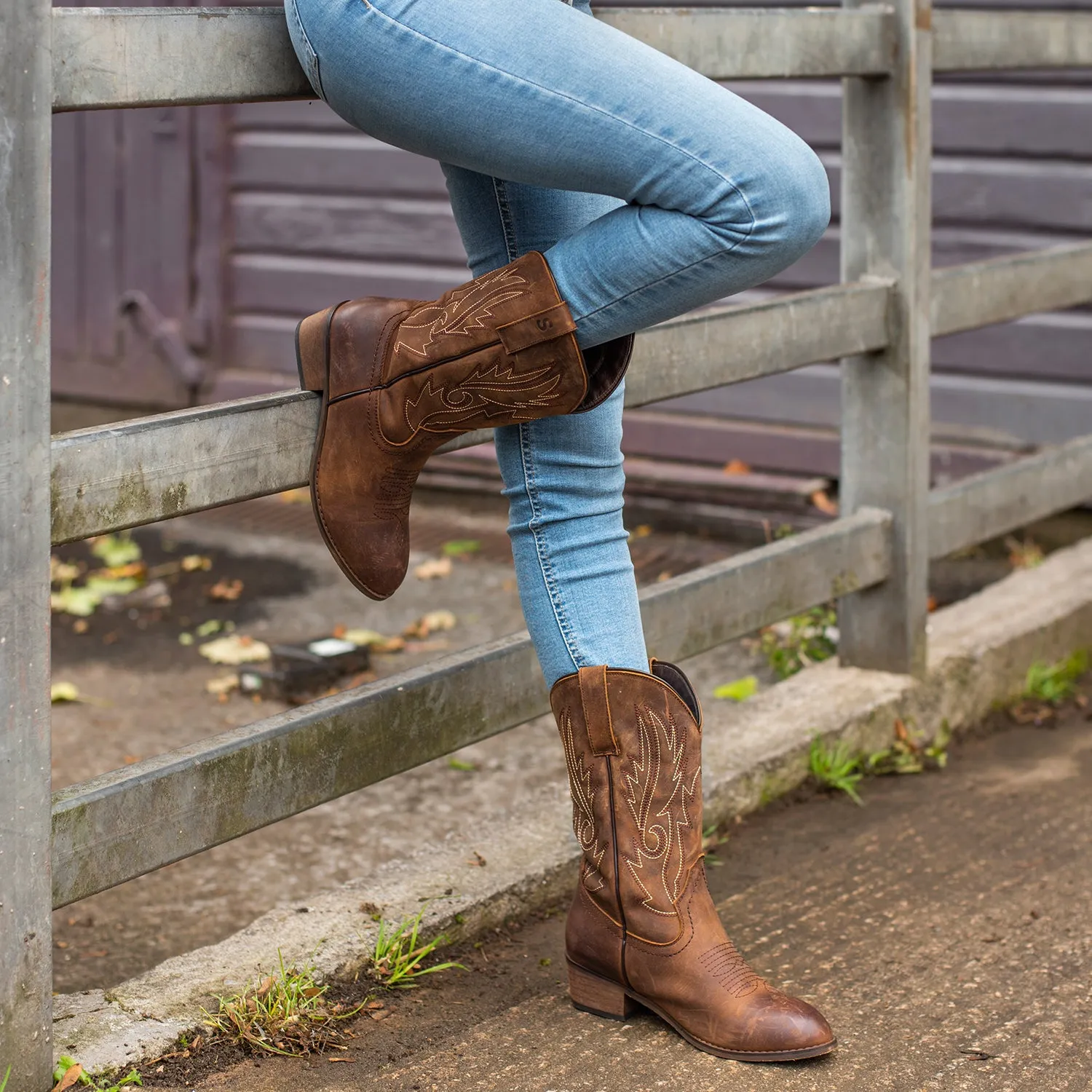 SheSole Women's Western Boots Round Toe Brown