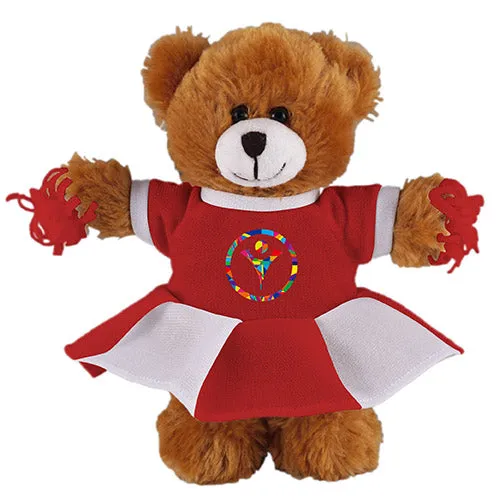 Soft Plush Stuffed Mocha Teddy Bear with Cheerleader Outfit