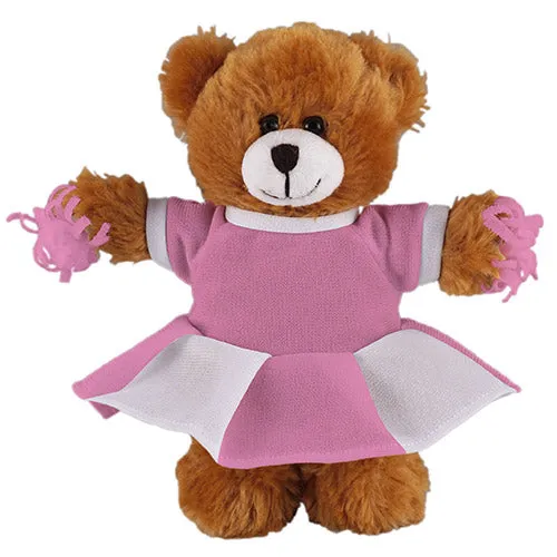 Soft Plush Stuffed Mocha Teddy Bear with Cheerleader Outfit