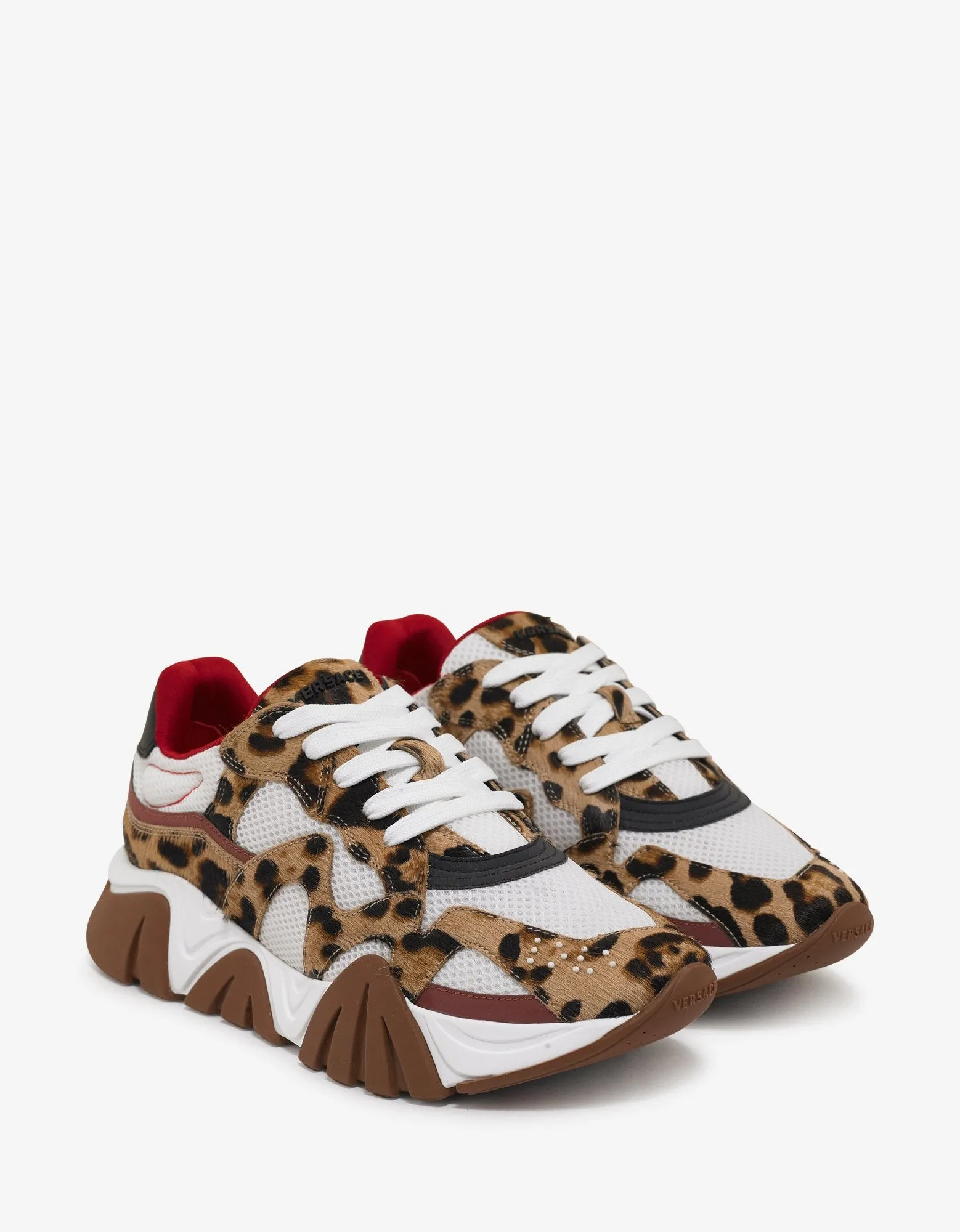 Squalo Leopard Print Calf Hair & Mesh Trainers