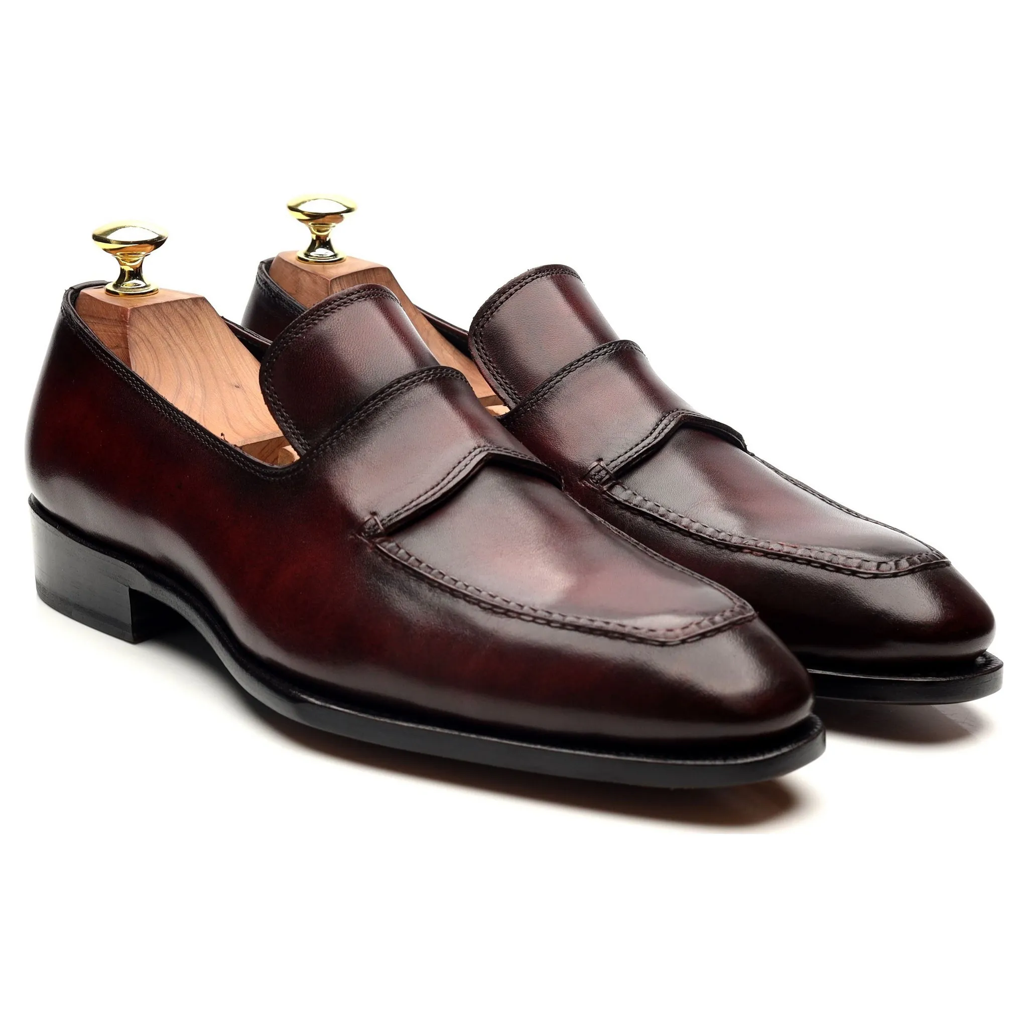 'St. Tropez' Burgundy Leather Split Toe Loafers UK 7.5 E