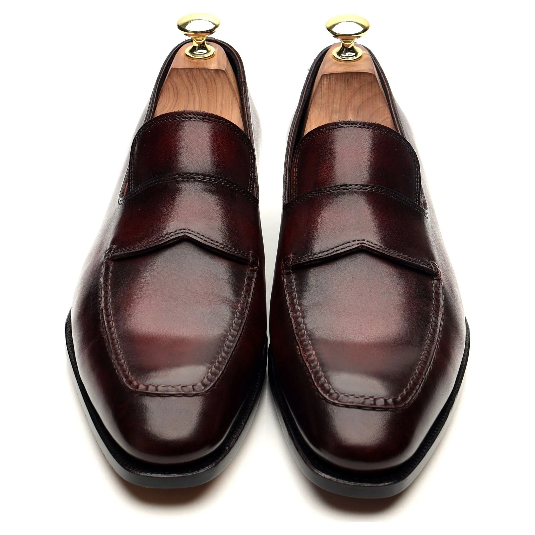 'St. Tropez' Burgundy Leather Split Toe Loafers UK 7.5 E