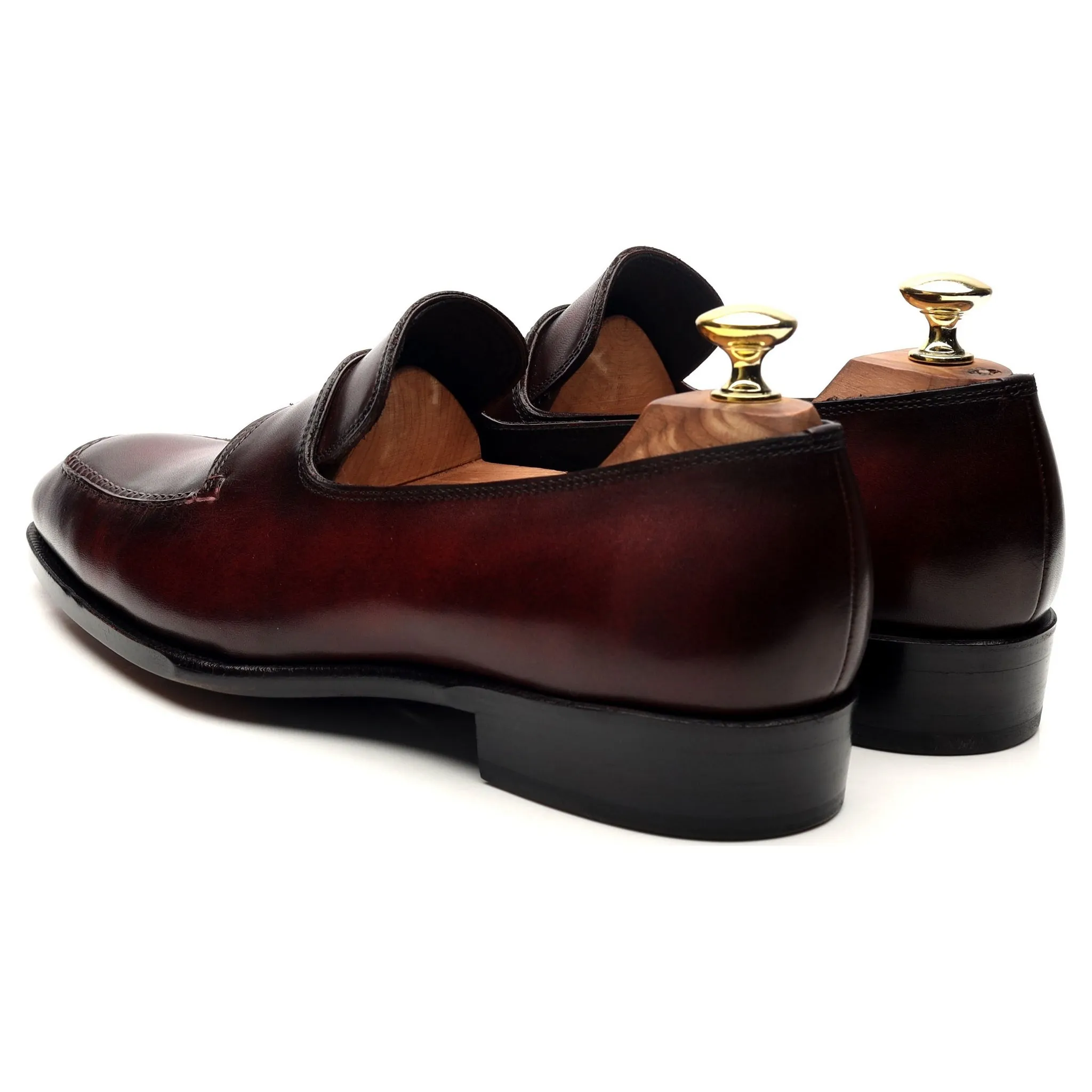 'St. Tropez' Burgundy Leather Split Toe Loafers UK 7.5 E