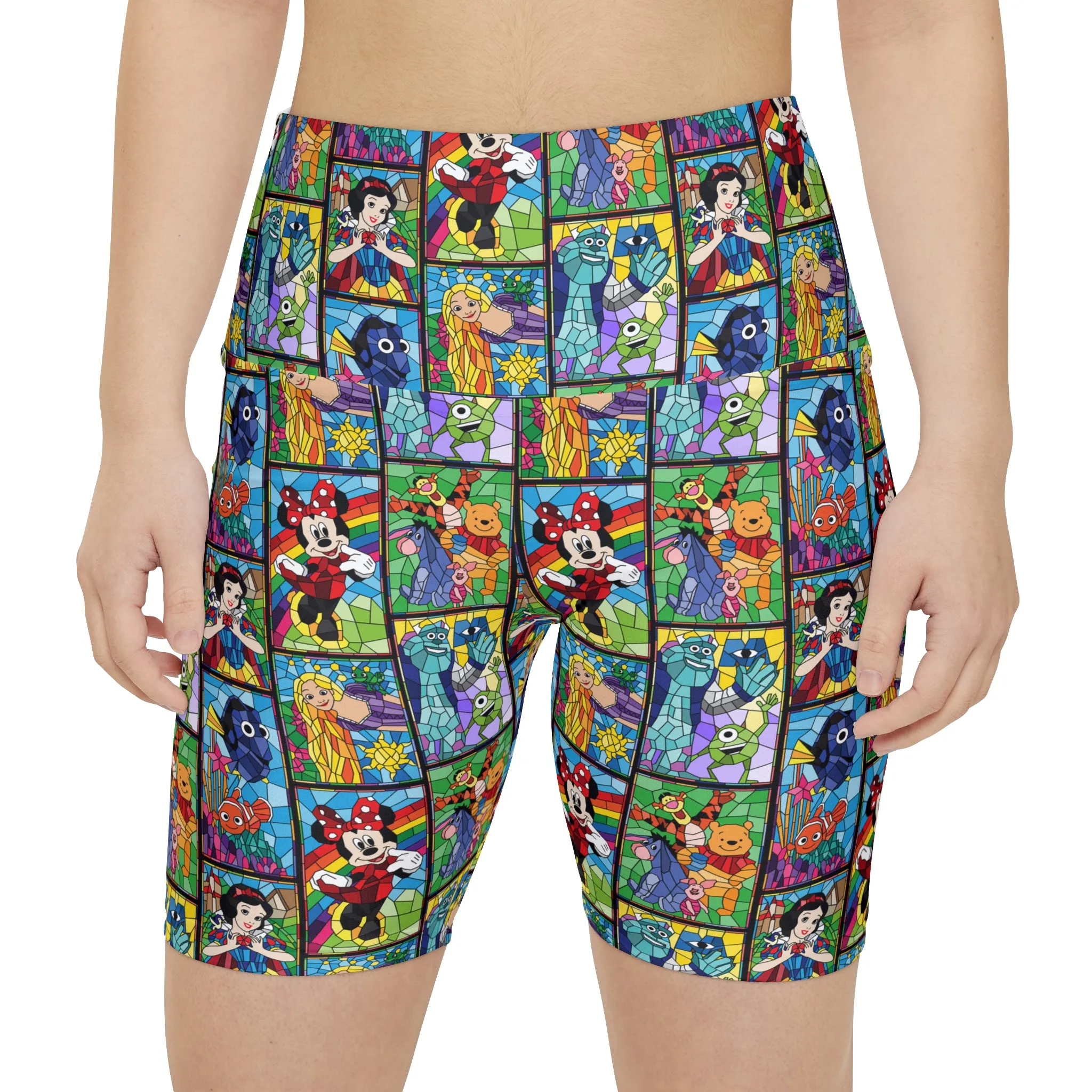 Stained Glass Characters Women's Athletic Workout Shorts