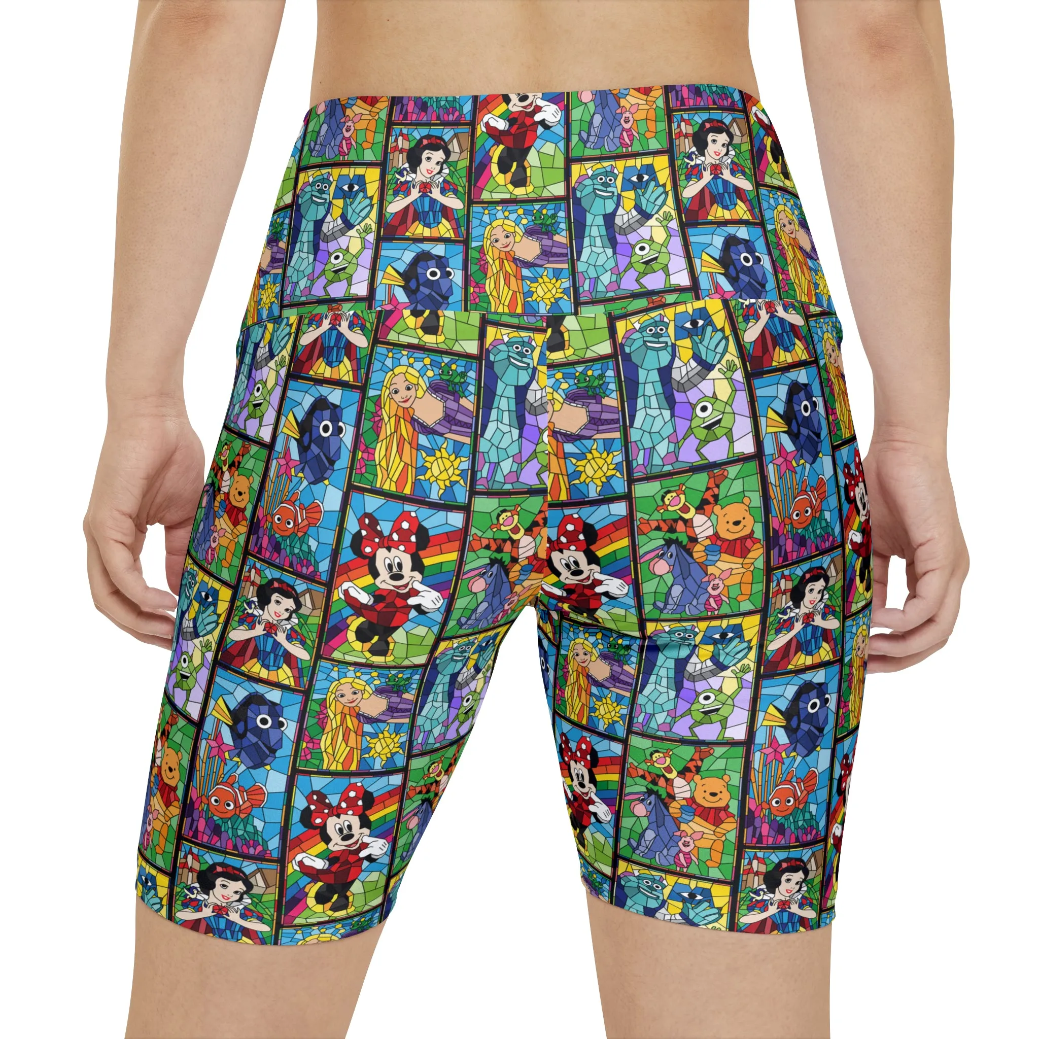 Stained Glass Characters Women's Athletic Workout Shorts