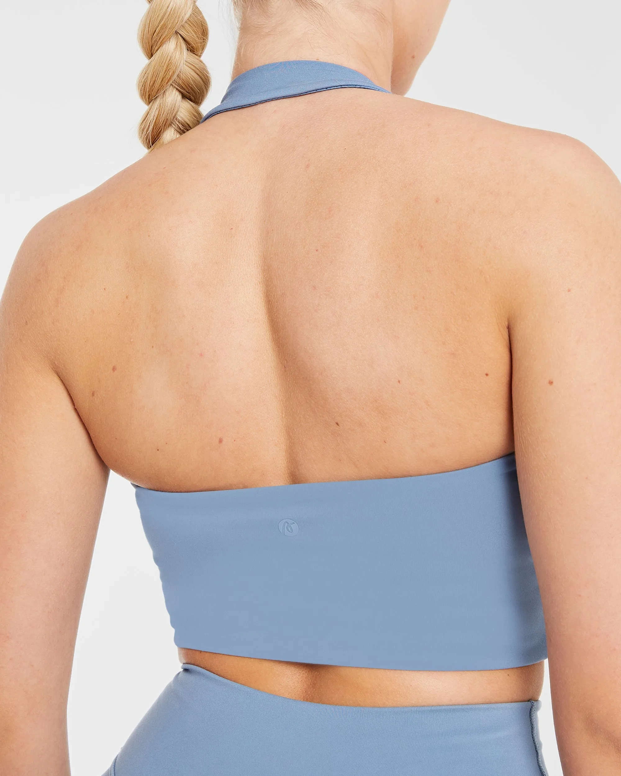 Staple Halterneck Crop Top - Slate Blue