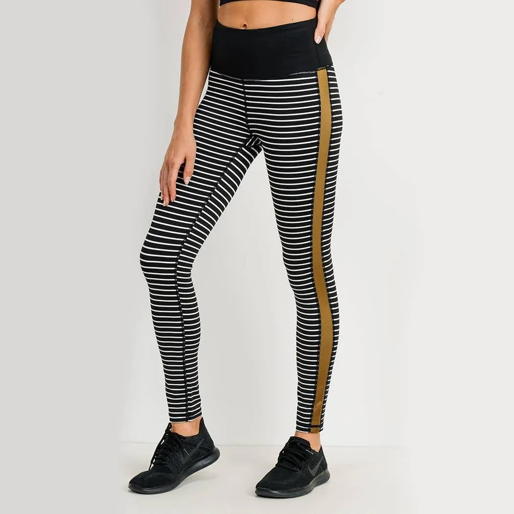 Striped Color Block High Waist Workout Set