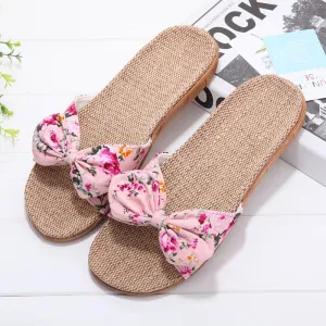 Summer Floral Ribbon Strap Comfy Slippers