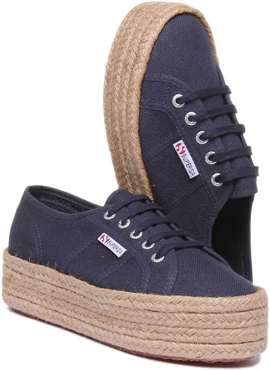 Superga 2790 Cotropew Espradrille Flatform In Navy