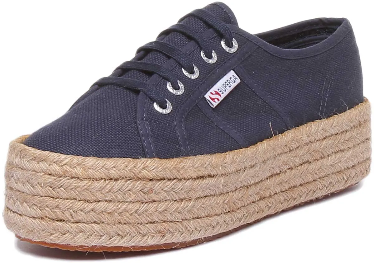 Superga 2790 Cotropew Espradrille Flatform In Navy