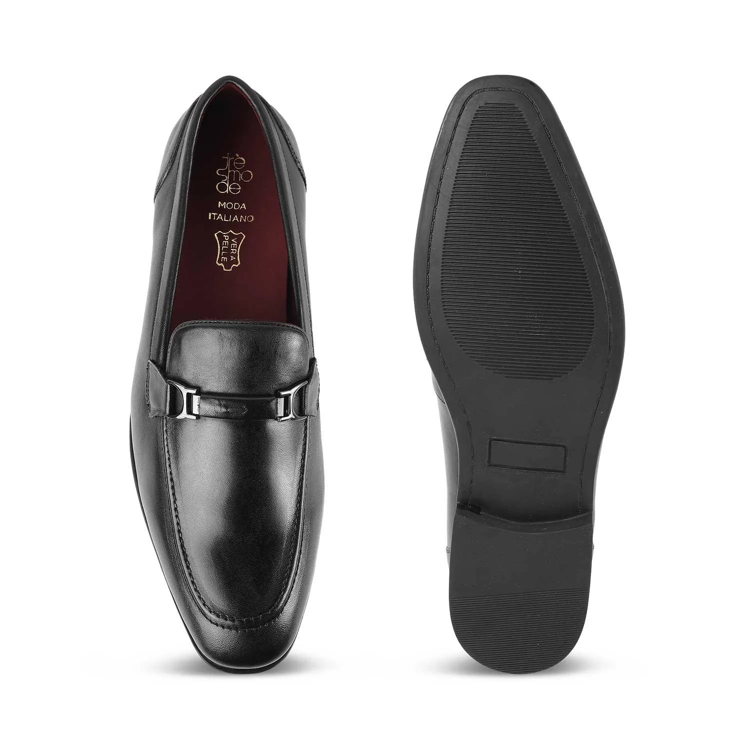 Tresmode Rofel Black Men's Leather Loafers