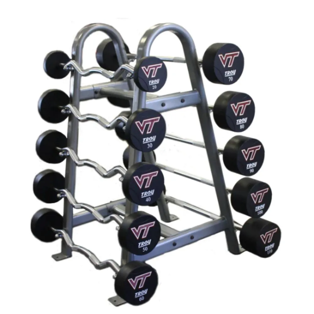 Troy 20 lb to 110 lb EZ Curl Fixed Urethane Barbells Set