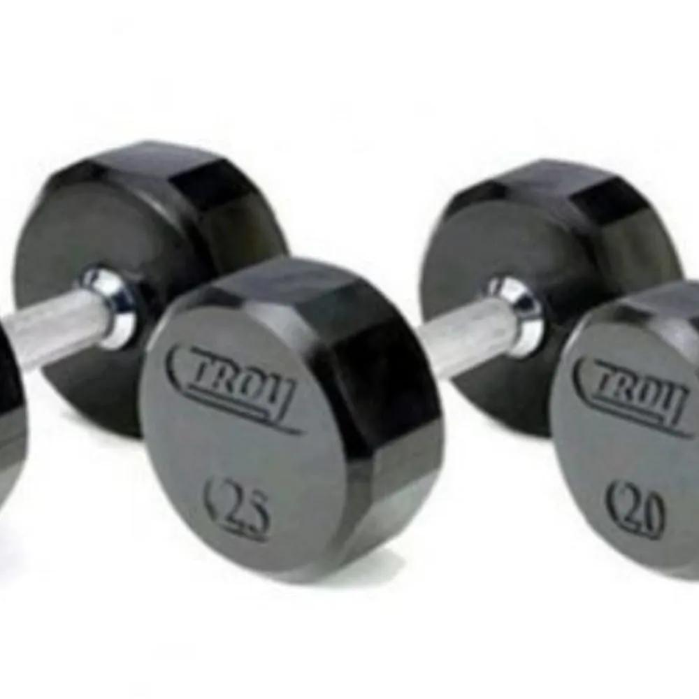 TROY 55 lb to 125 lb Combinations of 12-Sided Rubber Encased Dumbbell Set - No Rack