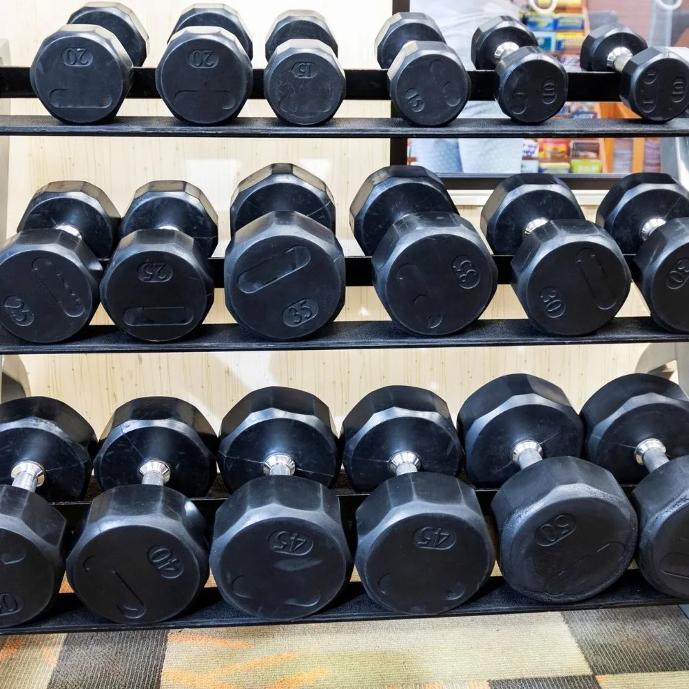 TROY 55 lb to 125 lb Combinations of 12-Sided Rubber Encased Dumbbell Set - No Rack