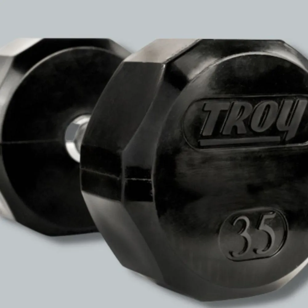 TROY 55 lb to 125 lb Combinations of 12-Sided Rubber Encased Dumbbell Set - No Rack