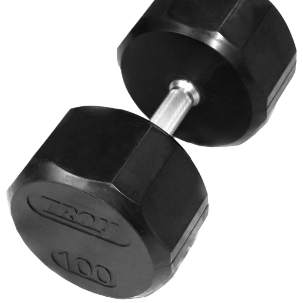 TROY 55 lb to 125 lb Combinations of 12-Sided Rubber Encased Dumbbell Set - No Rack