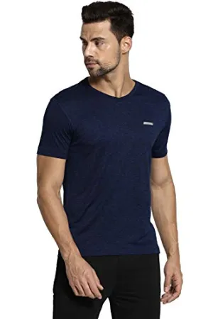 Van Heusen Performance Men T-Shirt - 100% Polyester - Swift Dry, Anti Microbial, V-Neck_61001_Navy_M