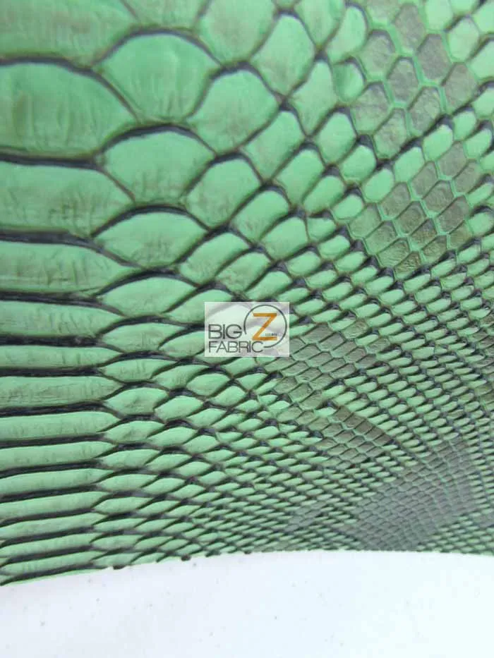 Viper Sopythana Embossed Snake Skin Vinyl Leather Fabric / Venom Green / By The Roll - 30 Yards