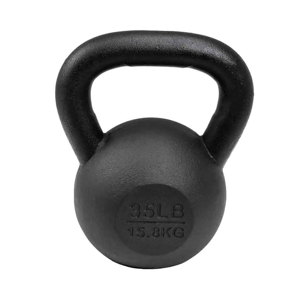 VTX 10 lb to 50 lb 7 Piece Cast Iron Kettlebell Set with Rack