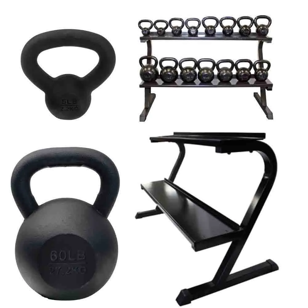 VTX 5 lb to 60 lb 12 Piece Kettlebell Set with Shelf Rack