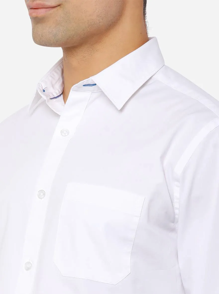 White Solid Classic Fit Casual Shirt | Greenfibre