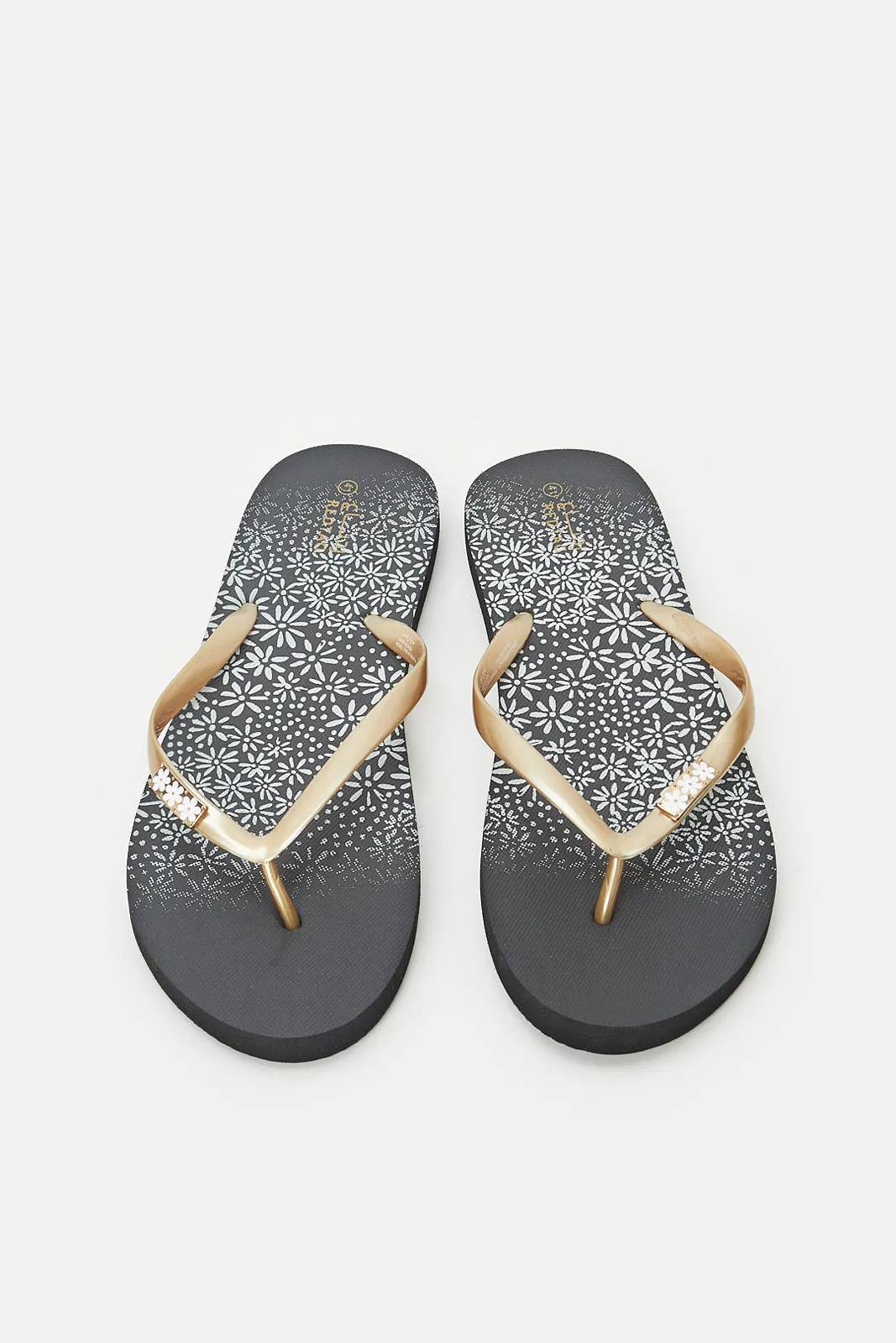 Women Black Flip Flop With Trim