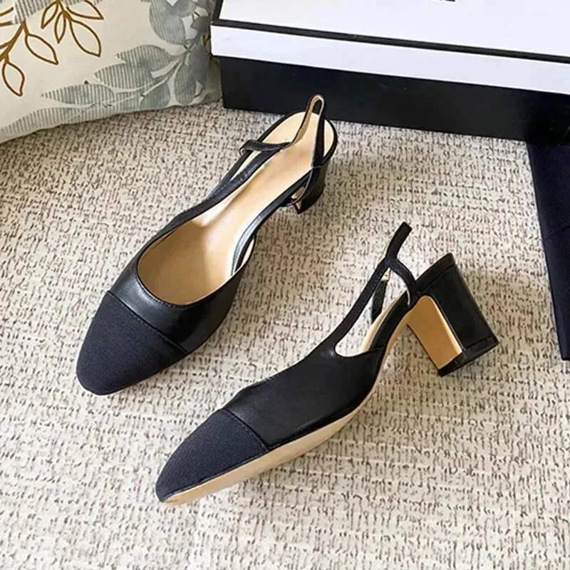 Women Slingbacks Sandal Designers Ballet Flats Shoes Ballerinas Sandals Espadrilles Chunky High Heels Slipper Pumps Loafers Ladies Party Wedding Dress Shoes