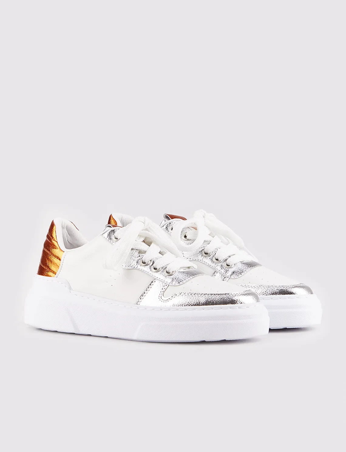 Women White Color Panel Sneakers