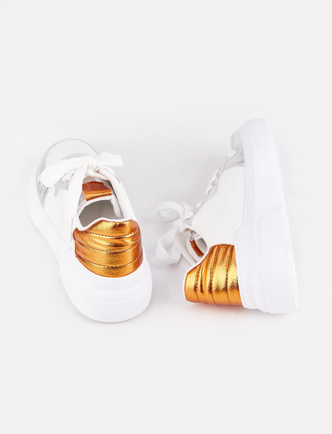 Women White Color Panel Sneakers