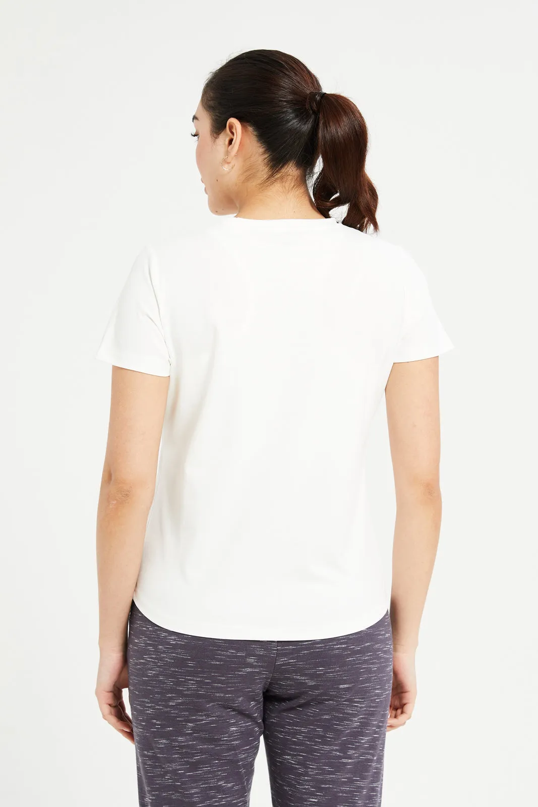 Women White Short Sleeve Soft Touch T-Shirt