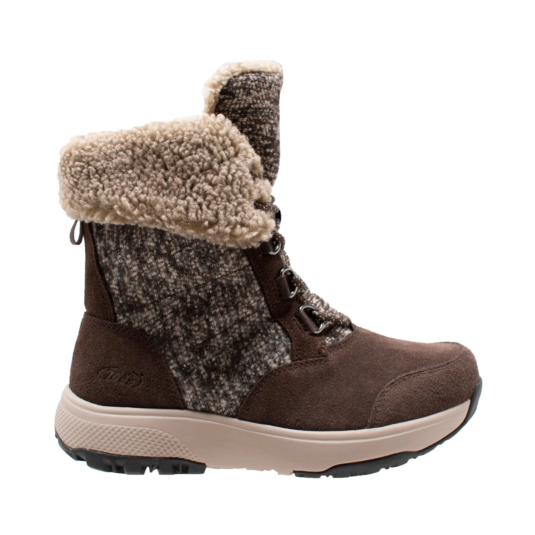 Women's Brown Microfleece Lace Winter Boot