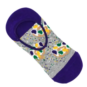 Women's King Cake No Show Socks Gray/Purple/Green One Size (Pair)