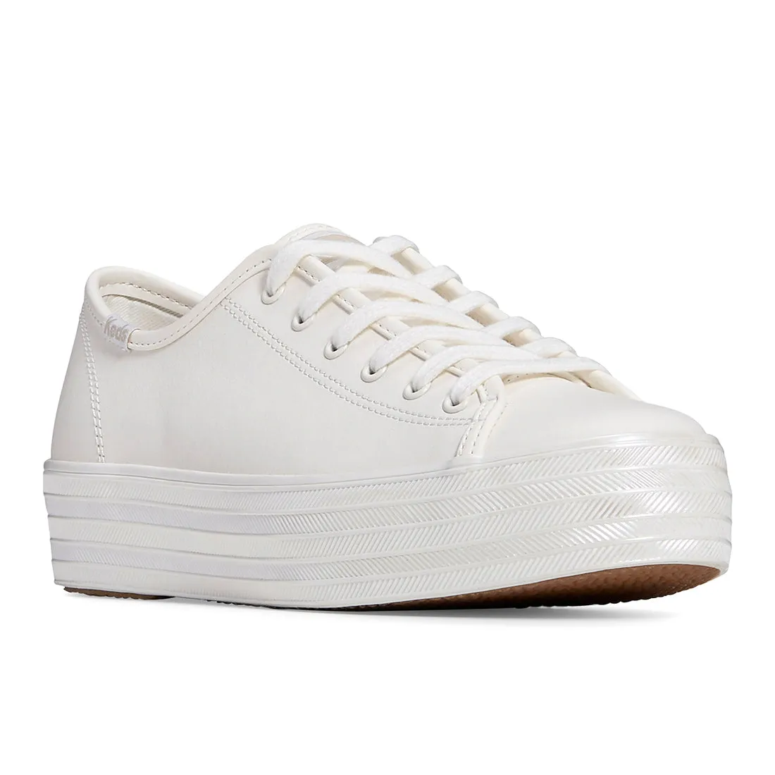 Women's Triple Kick Learher Pearlized Midsole SMU Sneaker Snow White (WH68066)