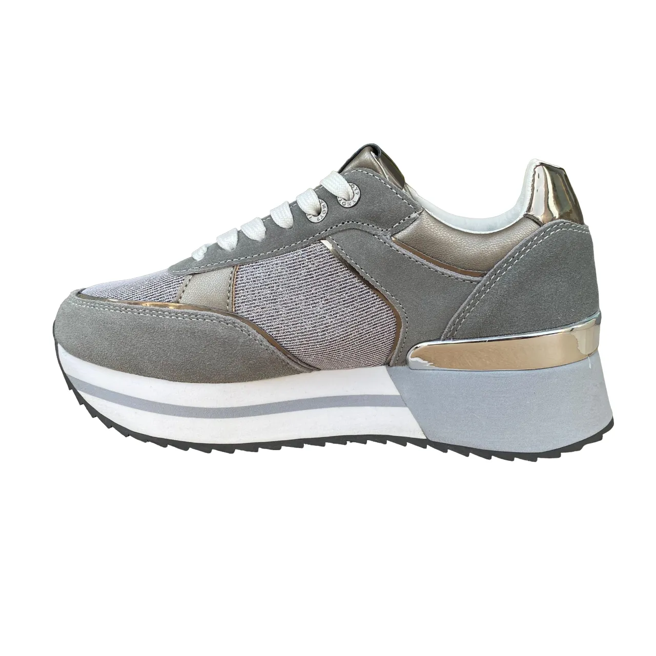 YNot scarpa sneakers da donna con zeppa YNI3510 D9ASH grigio-argento